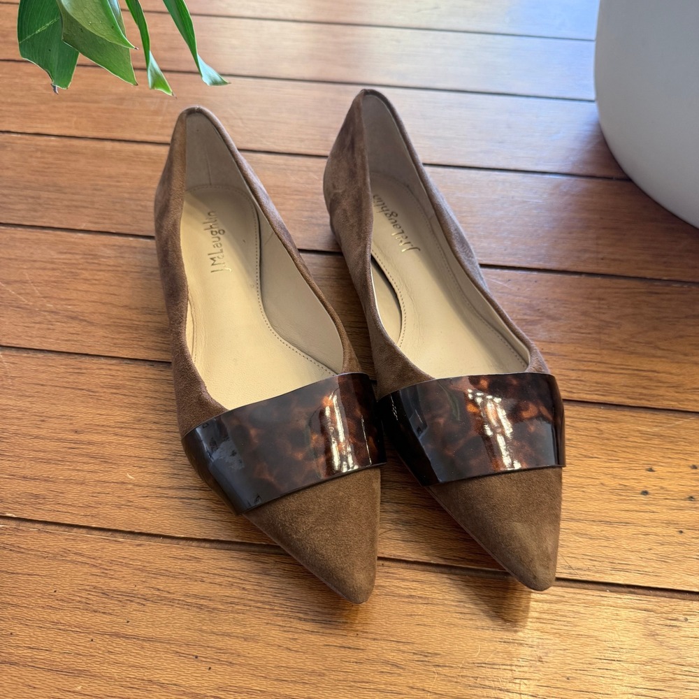 J. McLaughlin Womens Brown Suede Pointed Toe Tortoise Shell Accent Flats Size 6